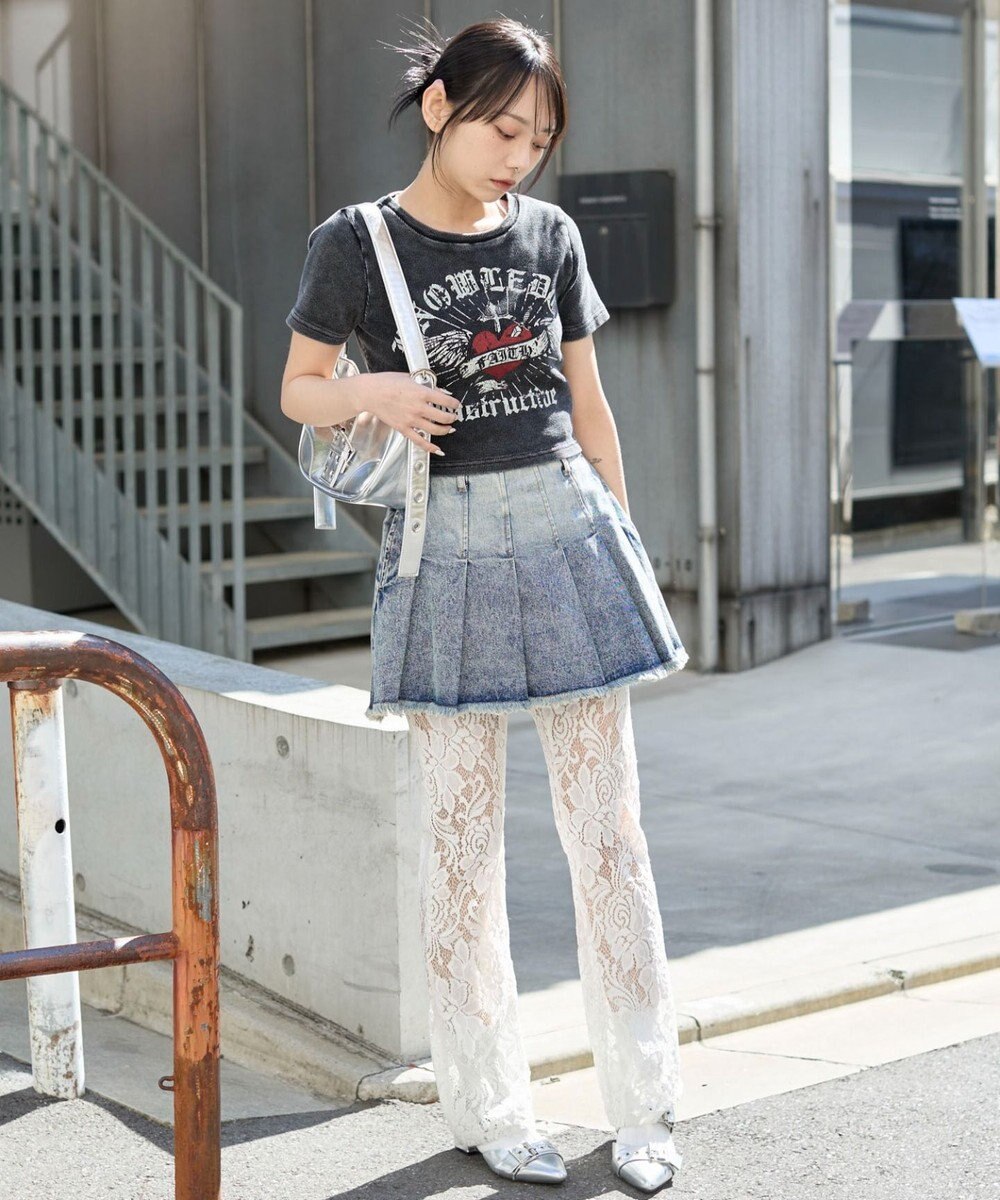 WEGO ヴィンテージウォッシュグラフィックリブT 