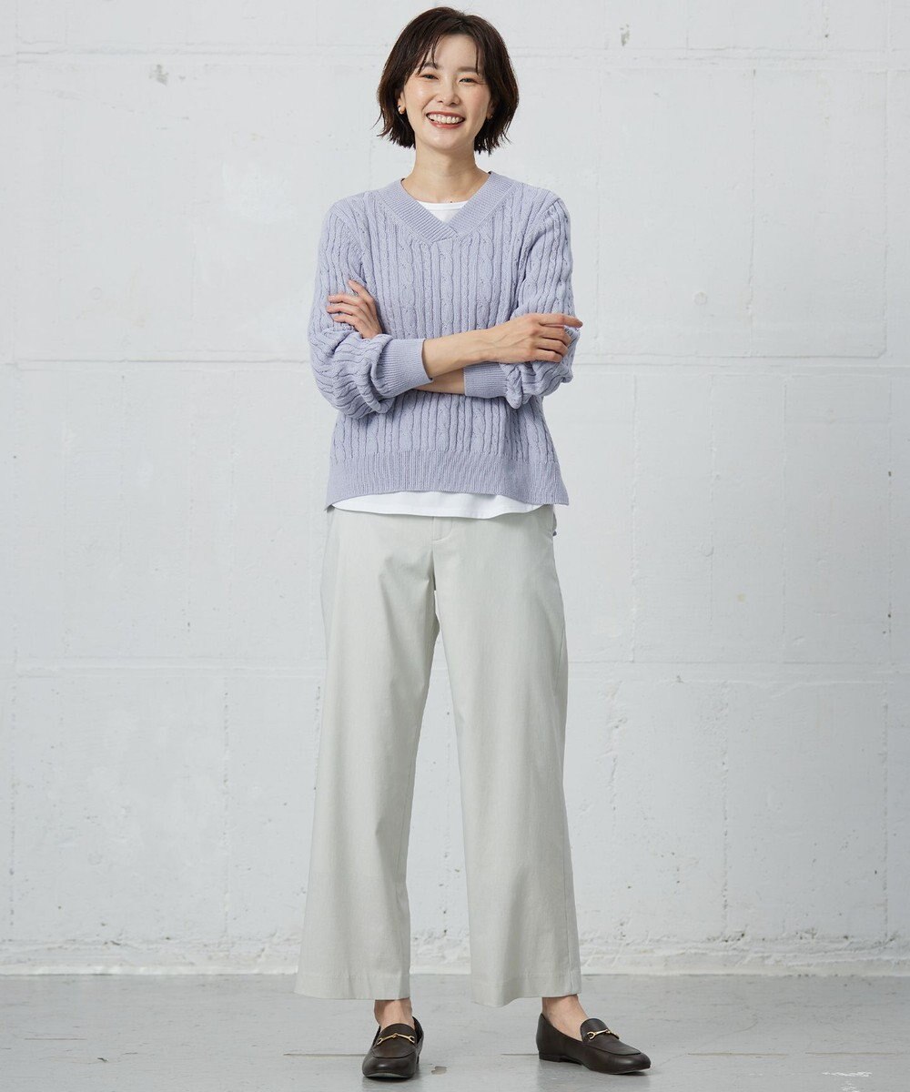 J.PRESS LADIES 【洗える】GIZA MERCERIZE COTTON ケーブル ニット 