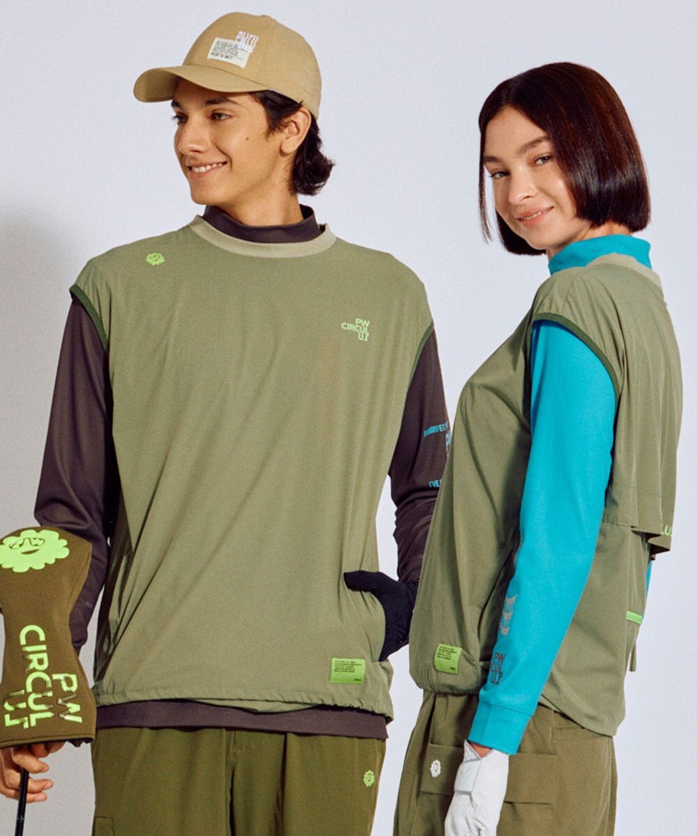 PW CIRCULUS 【撥水加工 / 小さくまとまる】【UNISEX】オーバーサイズ パッカブルベスト ゴルフウェア メンズ レディース 