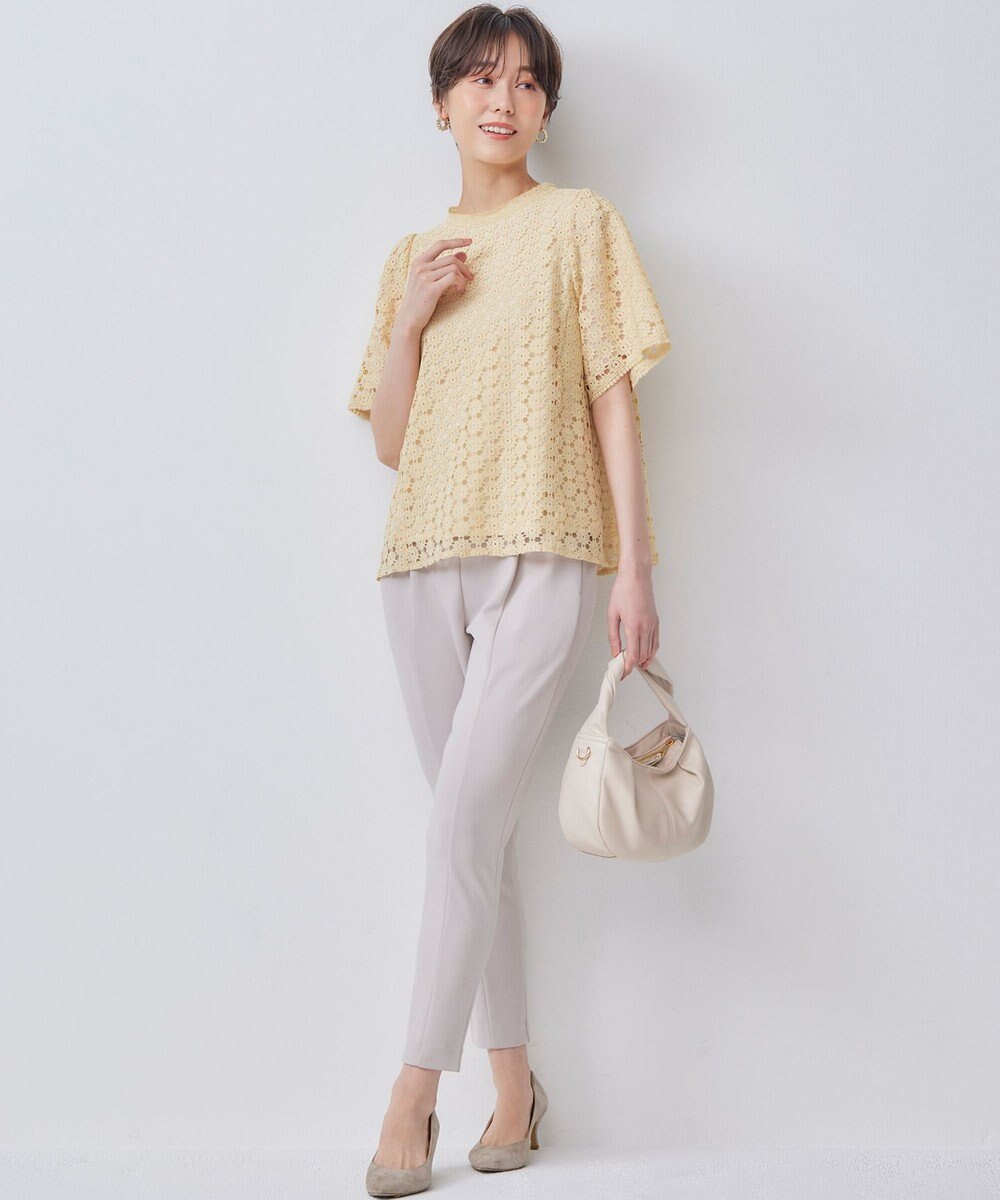 組曲 L フラワーレース半袖ブラウス 