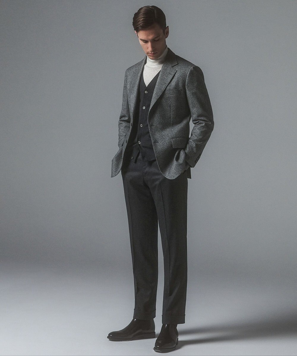 GOTAIRIKU 【保温性/ストレッチ/シワになりにくい】サキソニーストレッチパンツ（ノータック） 