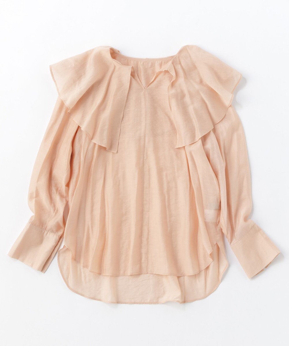 UNFILO イージーケア ラッフルカラー ブラウス 