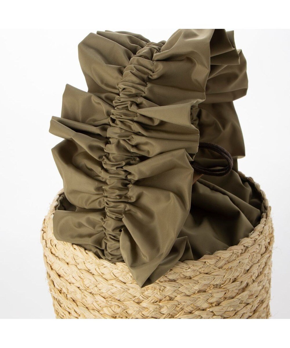 UNBILLION cachecache フリルハンドルラフィアバケツバッグ 