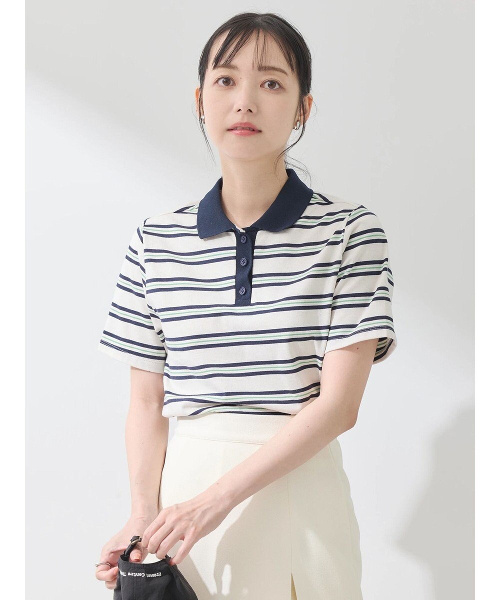 earth music&ecology 襟付きボーダープルオーバー 