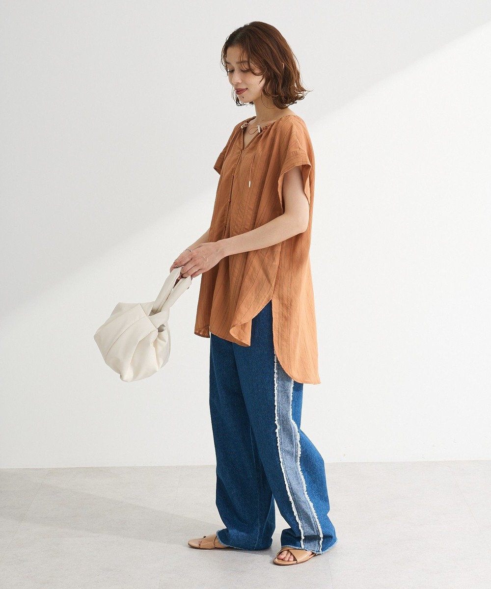 Green Parks ドロストネックフレンチスリーブブラウス 