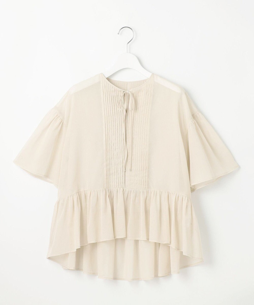 23区 S 【GOLD LABEL】コットンオーガンジー ピンタックリボン ペプラムブラウス 