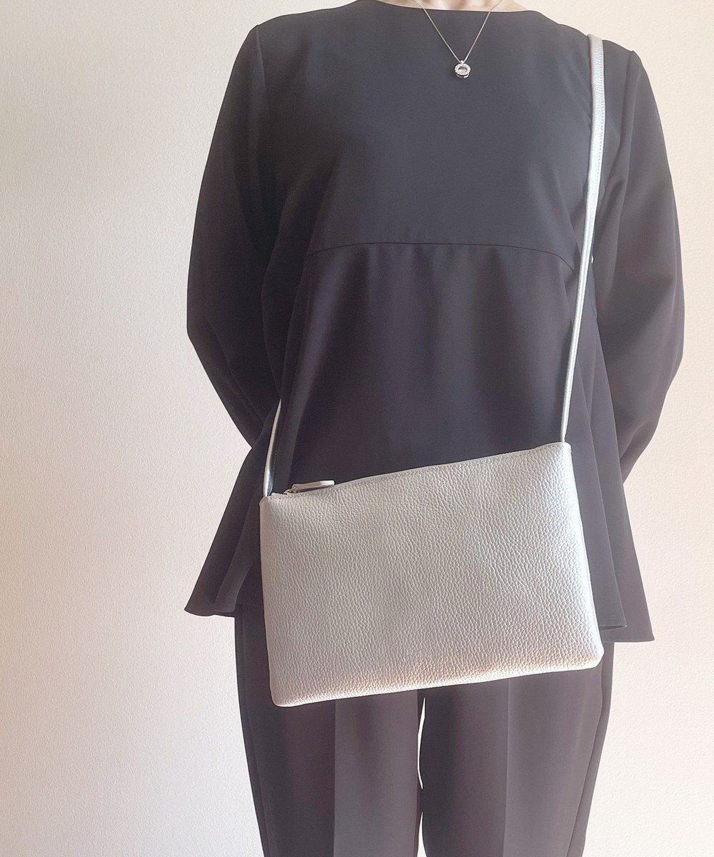 Hekhèr Le Style de Vie 新素材・新色追加【日本製】シュリンクレザー スクエアショルダーバッグ シルバー 