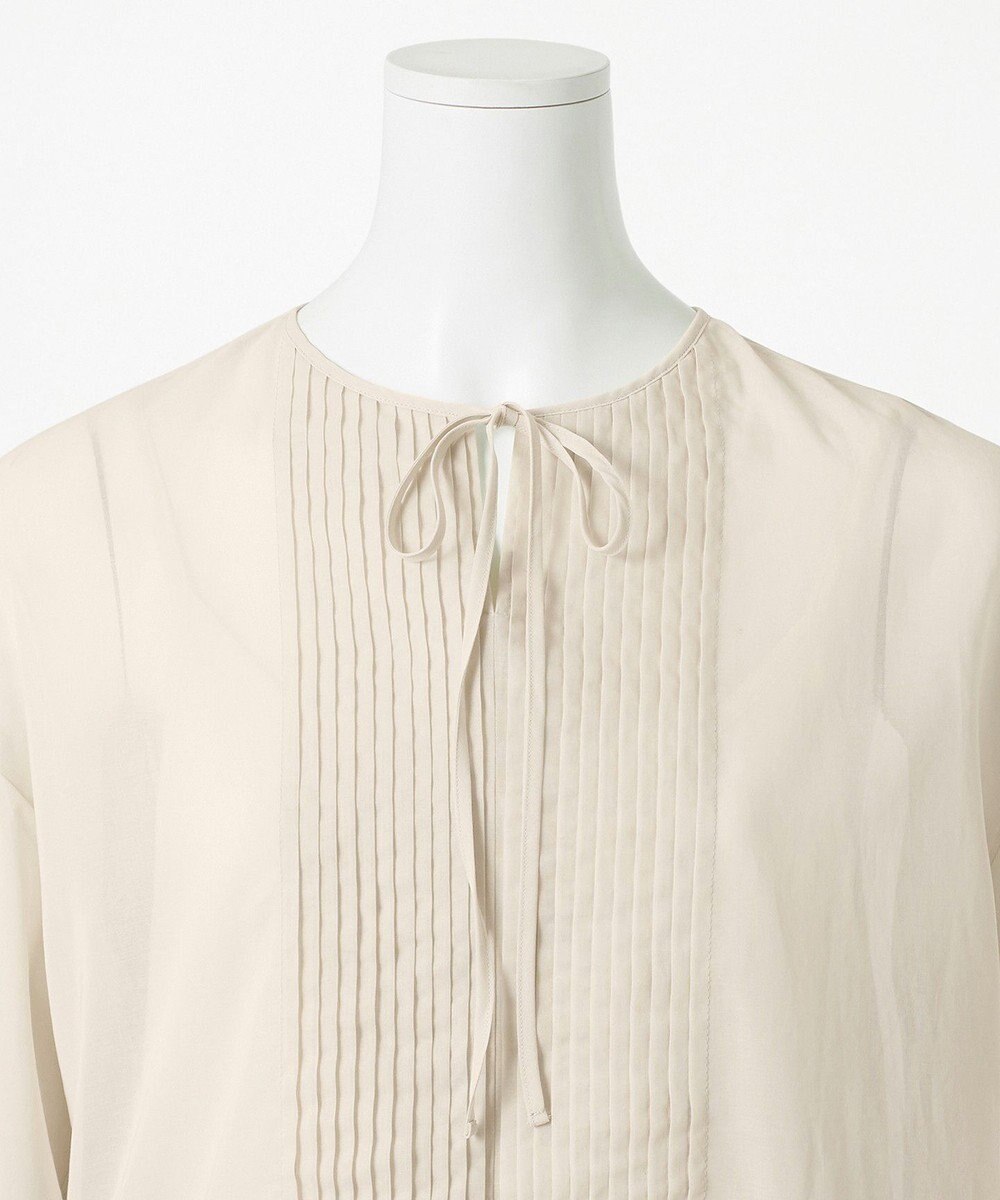 23区 S 【GOLD LABEL】コットンオーガンジー ピンタックリボン ペプラムブラウス 