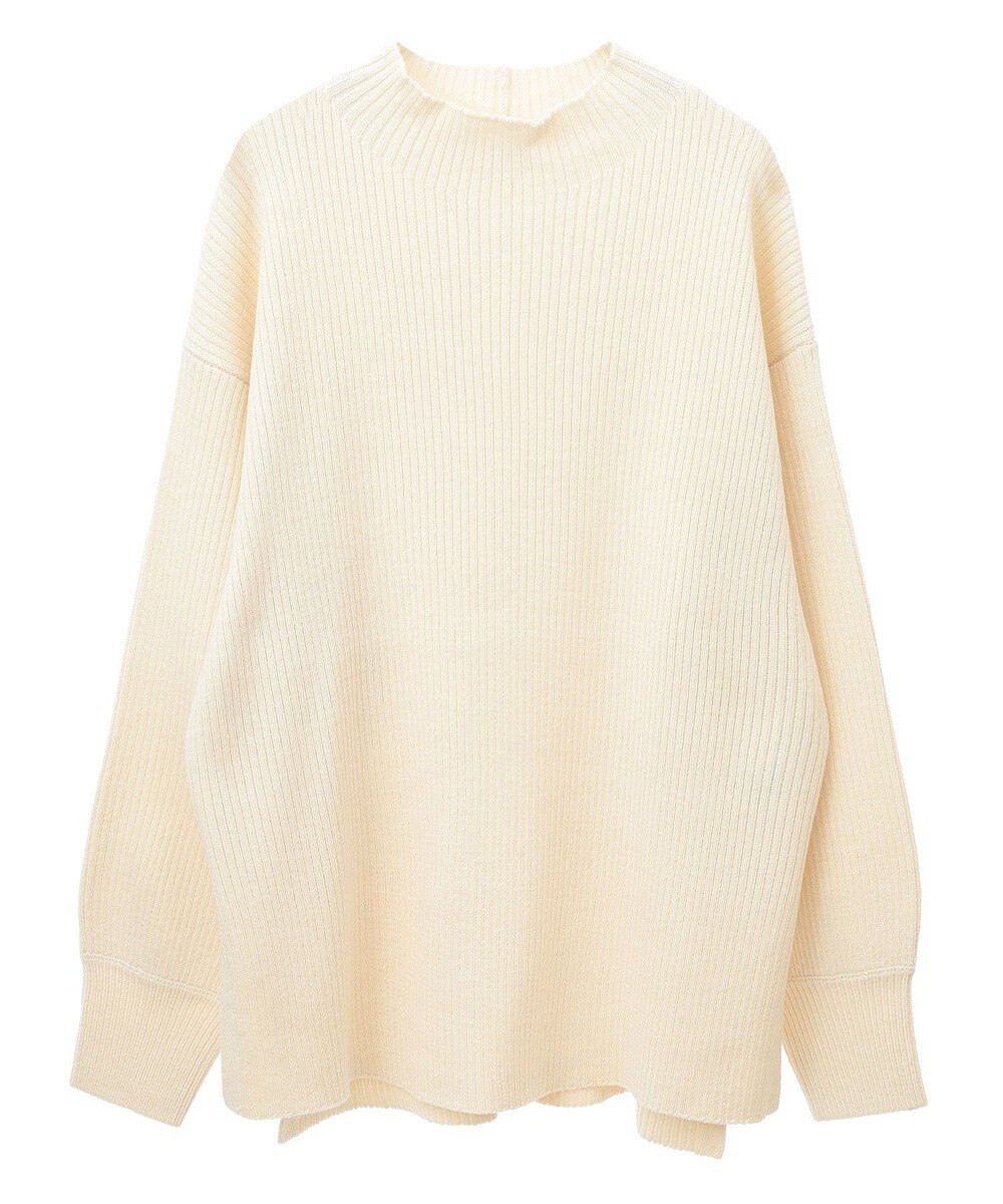 Green Parks 洗えるボトルネックリブニットプルオーバー 