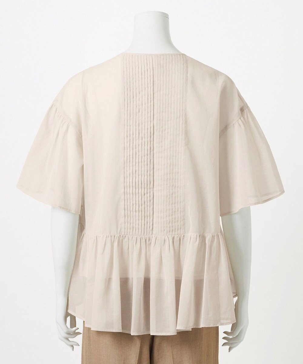 23区 S 【GOLD LABEL】コットンオーガンジー ピンタックリボン ペプラムブラウス 