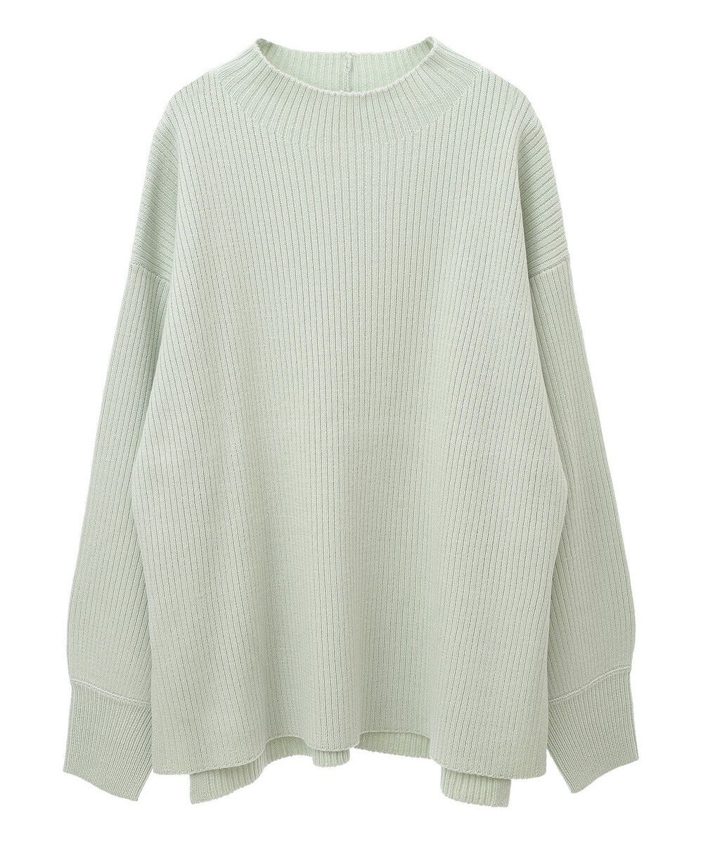 Green Parks 洗えるボトルネックリブニットプルオーバー 