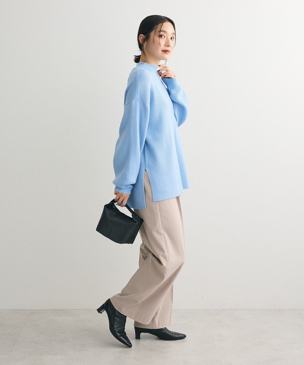 Green Parks 洗えるボトルネックリブニットプルオーバー 