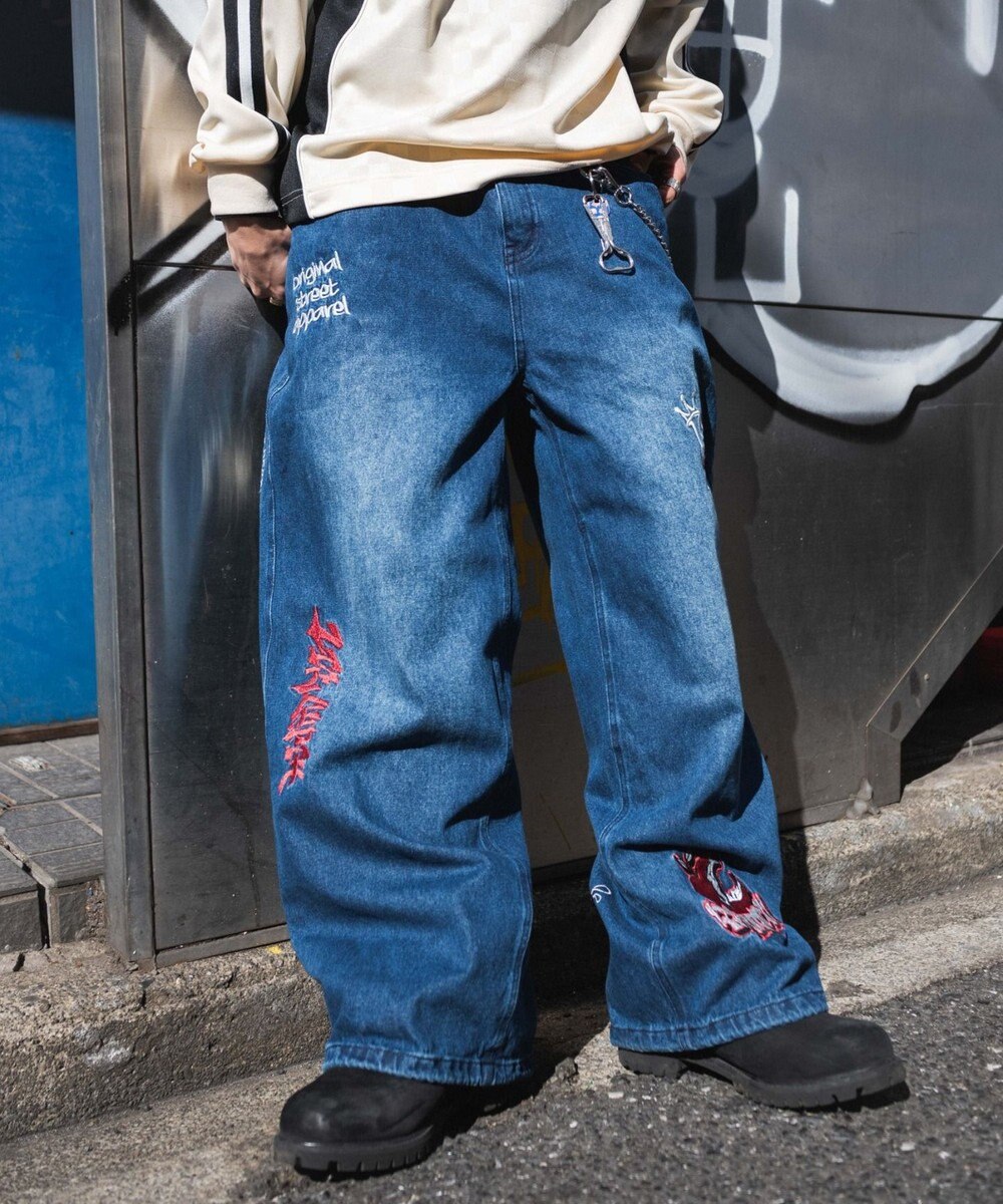 WEGO グラフィックデニムパンツ 