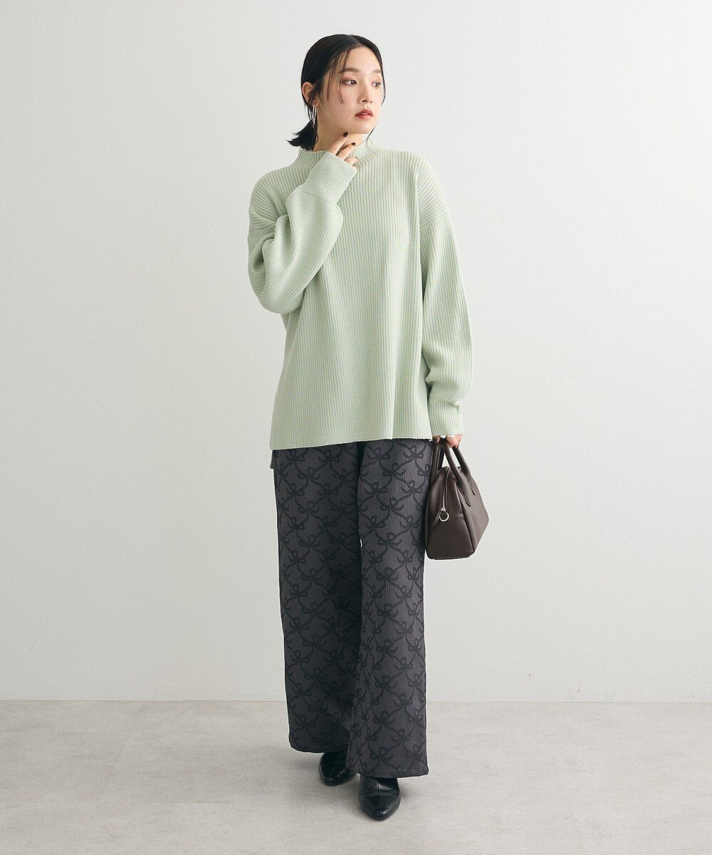 Green Parks 洗えるボトルネックリブニットプルオーバー 