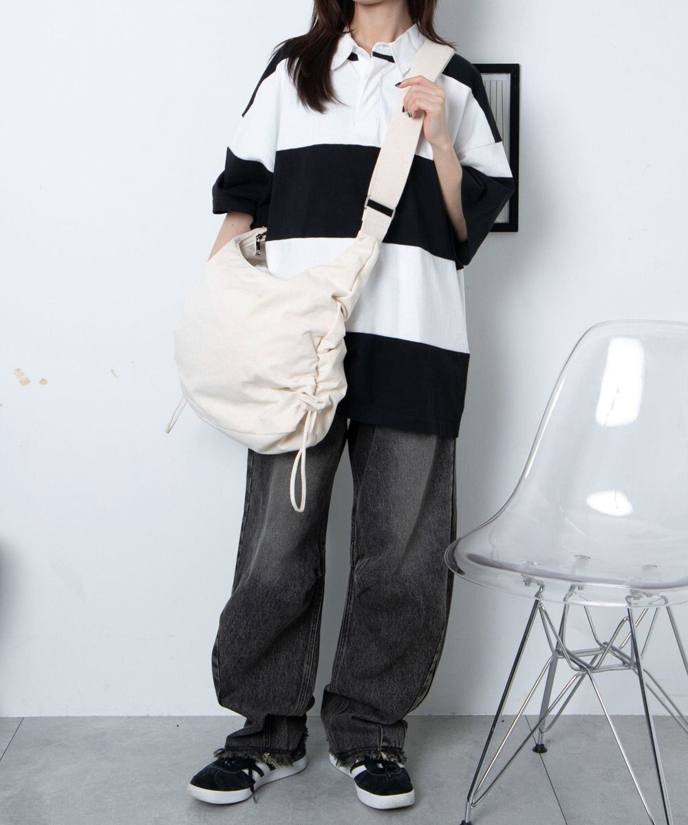 WEGO 【ユニセックスITEM/A4サイズ収納可能】サイドドロストキャンバスショルダー 