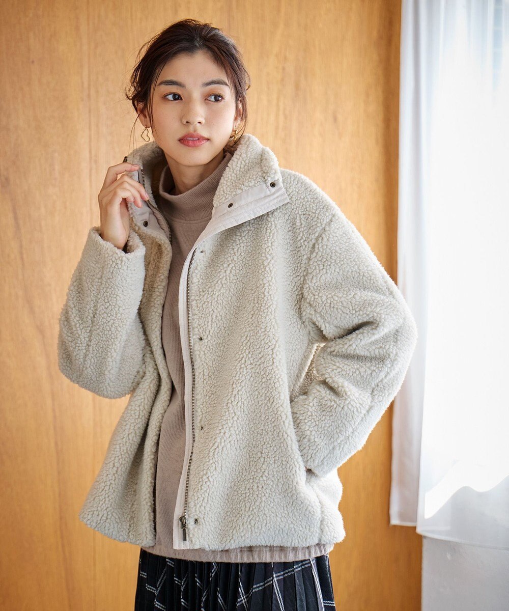 ANY 【洗濯機可能】ボアスタンドカラーブルゾン 