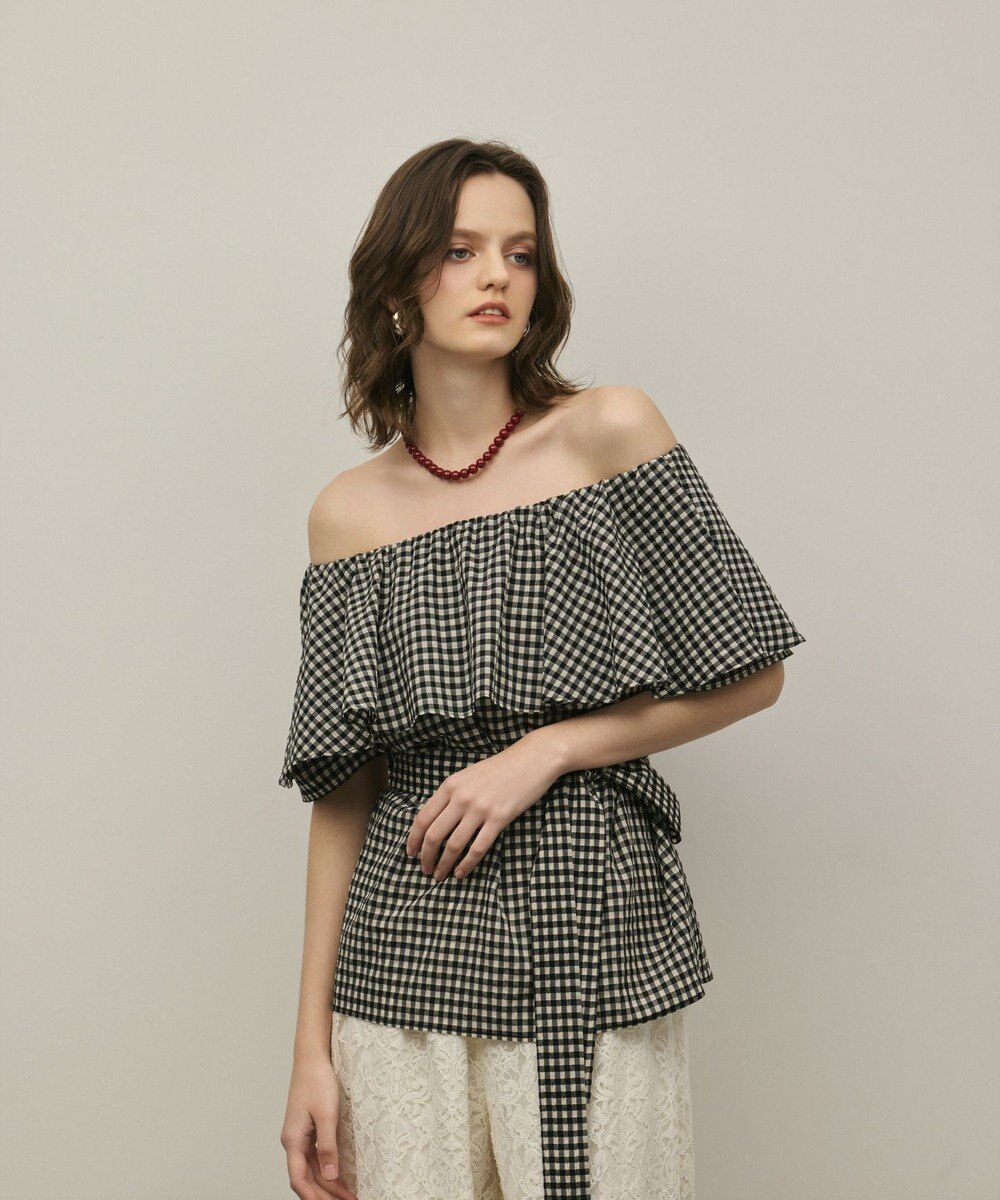 GRACE CONTINENTAL チェックケープブラウス 