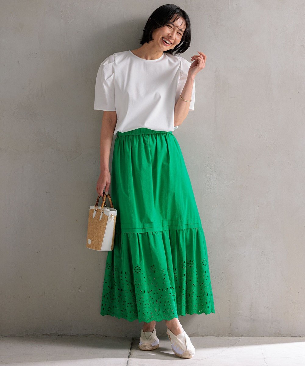 23区 【SLOW/一部店舗限定】フラワーエンブロイダリー スカート 