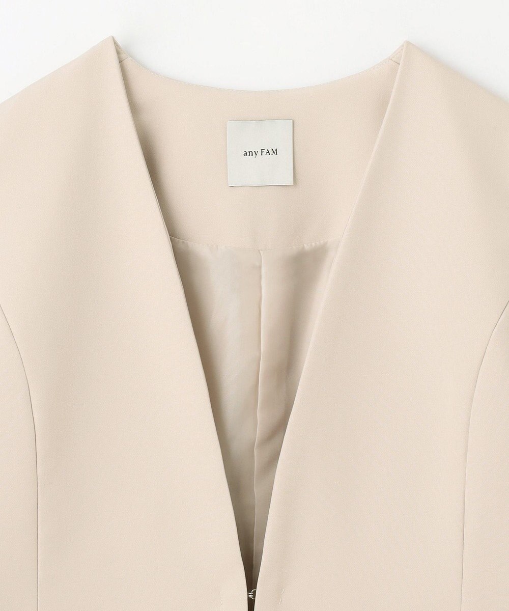 ANY 【WEB限定】ダブルクロスストレッチ Ｖネックノーカラージャケット 