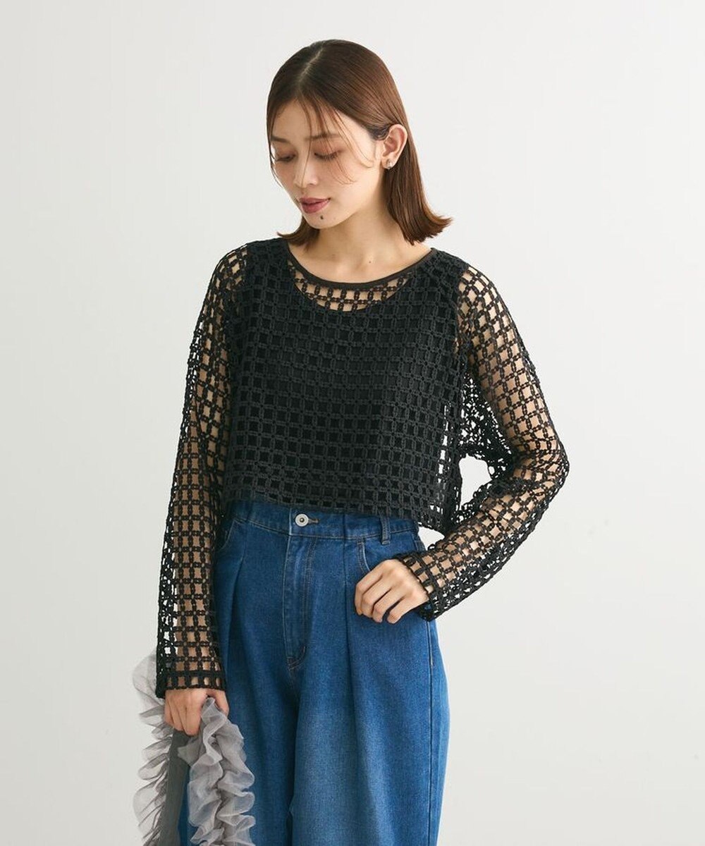 Green Parks ・ＳＵＧＡＲ　ＳＰＯＯＮ　フラワーメッシュプルオーバー 