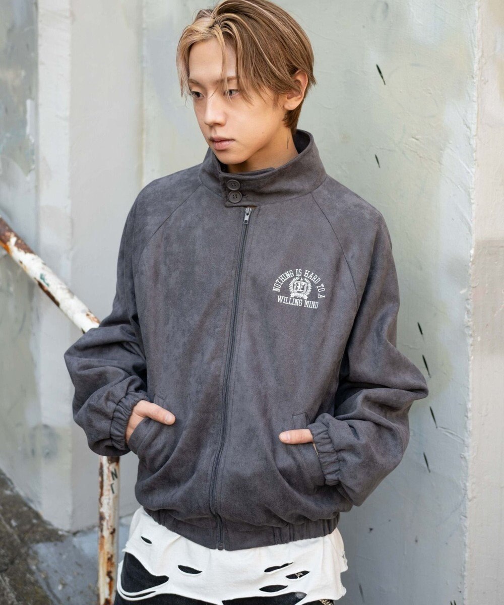 WEGO 【ユニセックス着用ITEM/MLサイズ展開】フェイクスウェードロゴスウィングトップ 