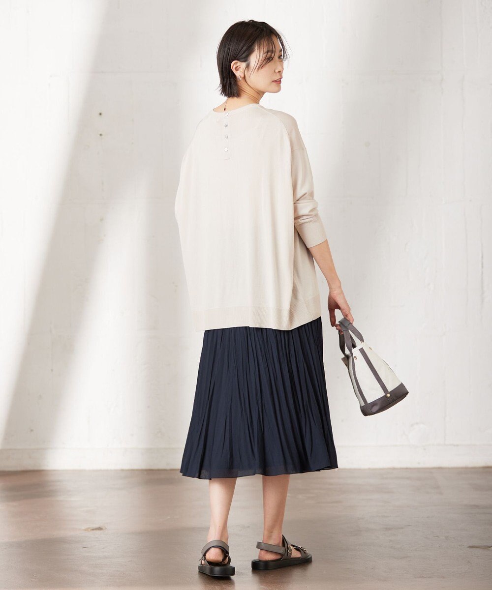 J.PRESS LADIES L 【洗える】 シルキーレーヨンストレッチ オーバーサイズ ニット 