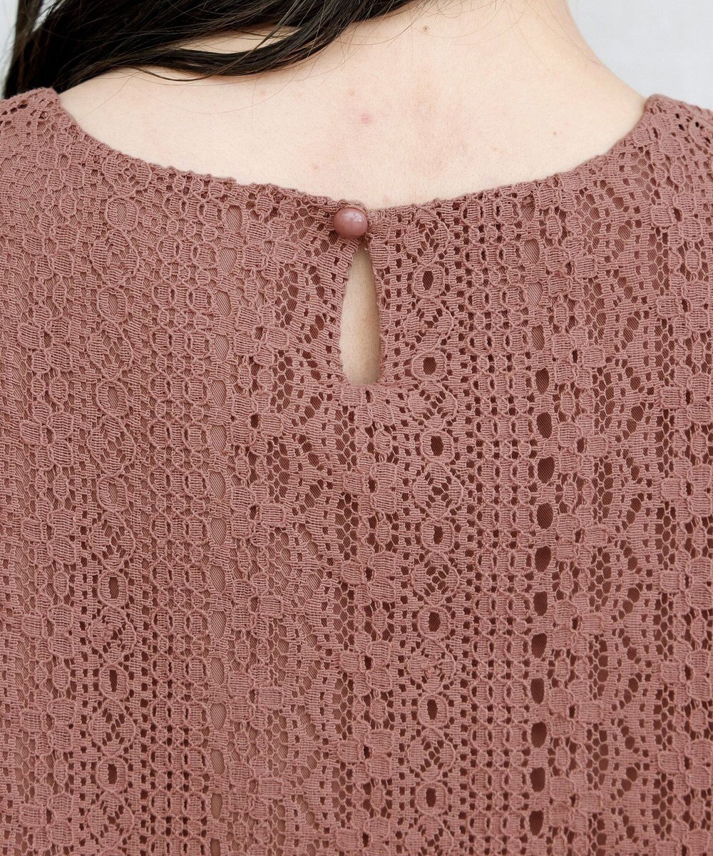 Tiaclasse L 【洗える】レースコンビチュニックブラウス 