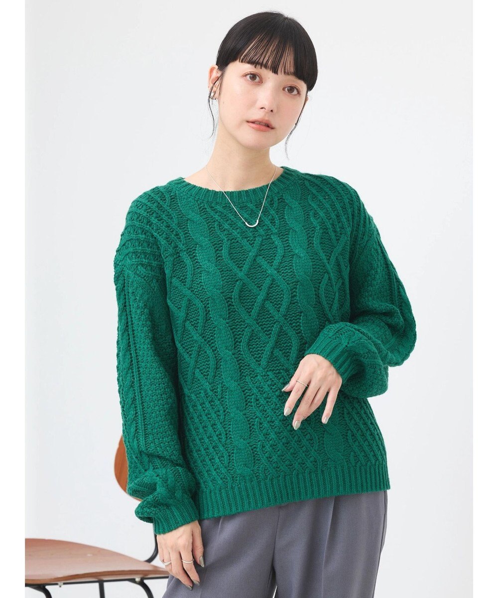 earth music&ecology ウォッシャブルケーブルプルオーバー 