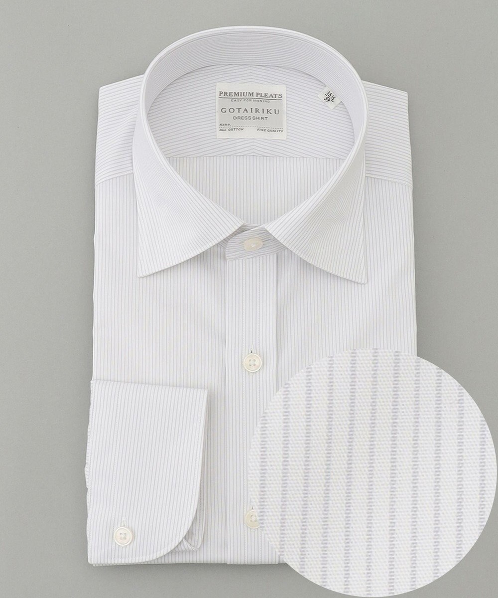 GOTAIRIKU 【形態安定】PREMIUMPLEATS_セミワイド 通年ドレスシャツ 