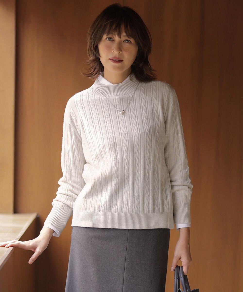 J.PRESS LADIES L WOOL BLEND AIR ハイネック ニット 
