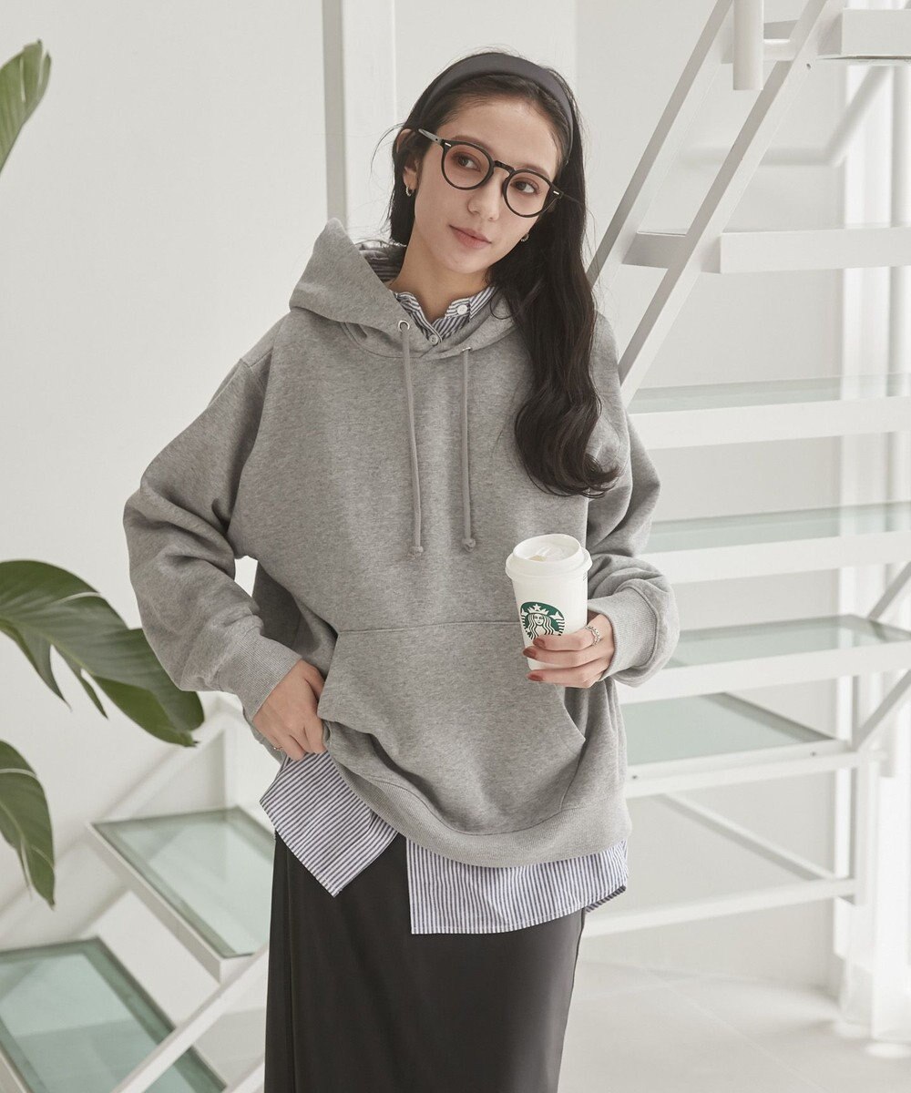 WEGO 【ユニセックス着用ITEM/裏起毛】リラックスフィットスウェットプルパーカー 