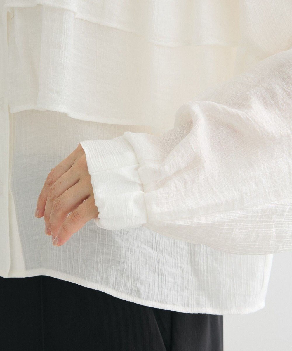 Green Parks シアーフリルショート丈ブラウス 