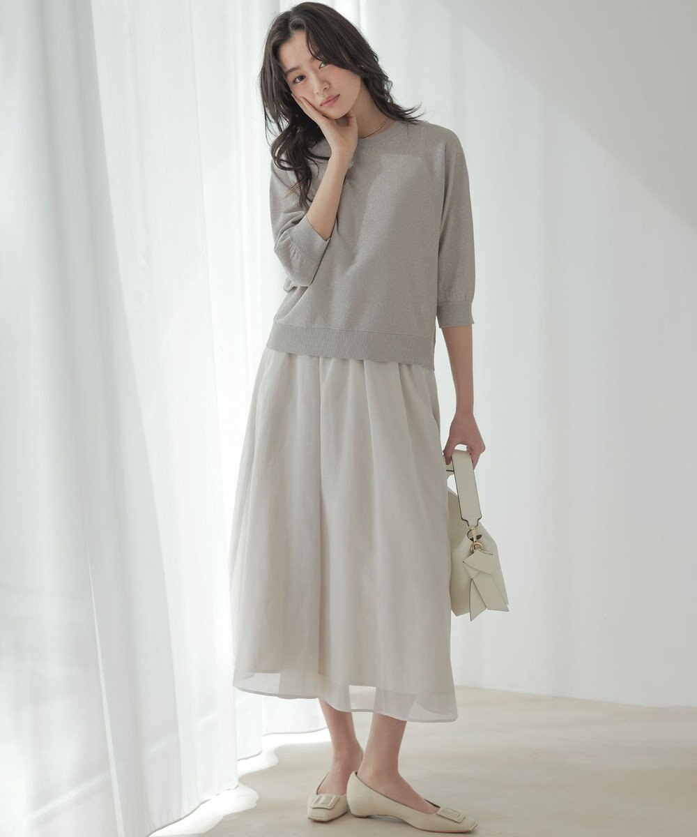 組曲 L 【先行予約・前後着用可】ドルマンスリーブライトラメ ニット 