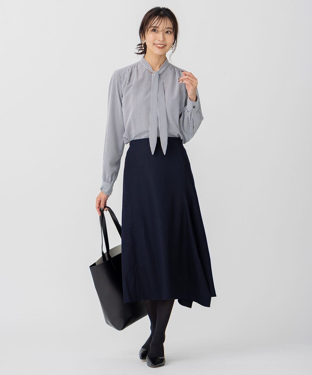 23区 S ウール圧縮スムース アシンメトリー フレアスカート 