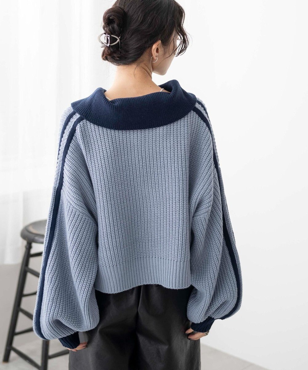 WEGO 2ラインハーフジップニットプルオーバー 