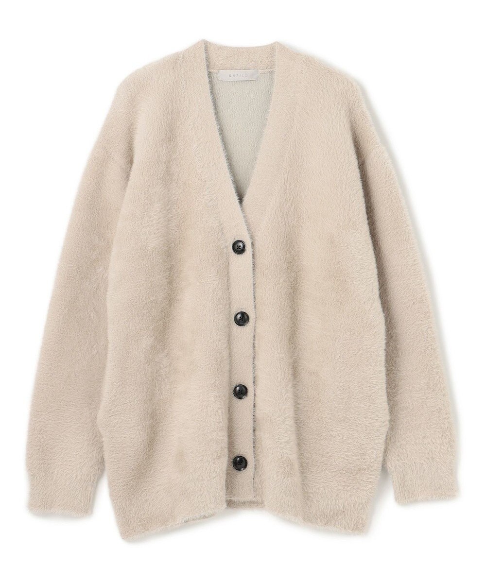 UNFILO ナイロンシャギー Vネックカーディガン 