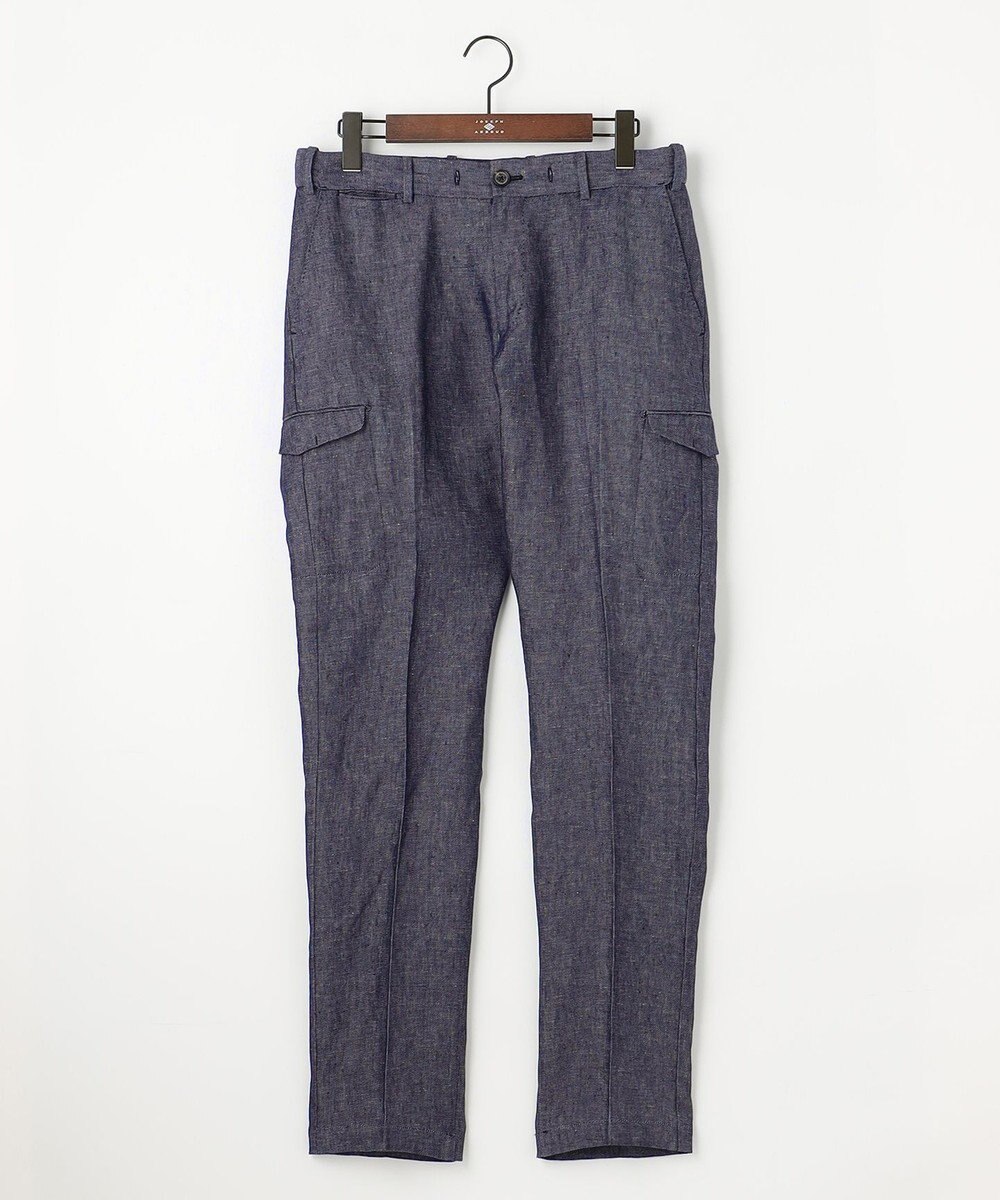 JOSEPH ABBOUD 【ウエストも伸びる！/JAPANファブリック/イージーパンツ/清涼/セットアップ】リネンデニム パンツ 
