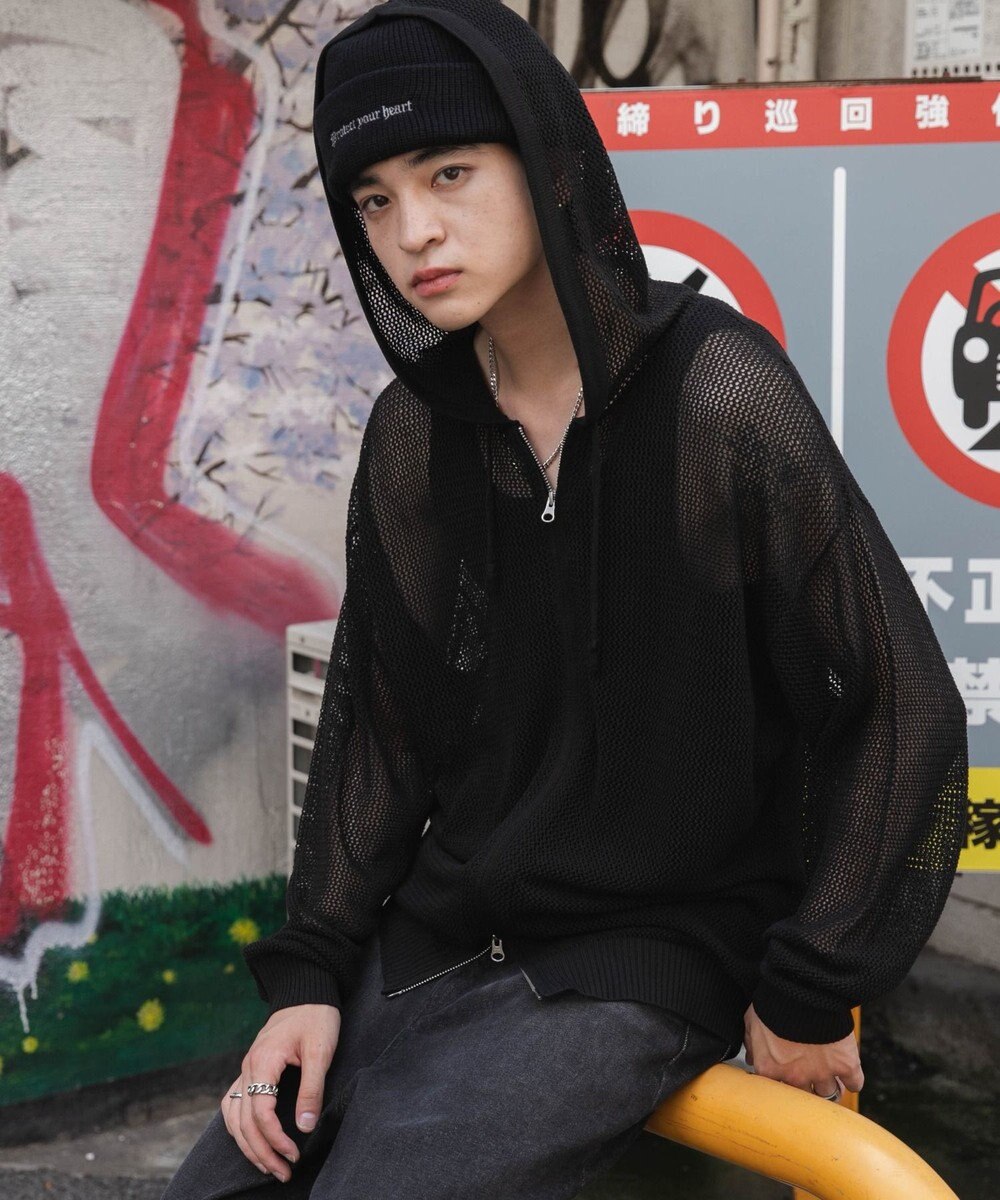 WEGO 【ユニセックス着用ITEM】メッシュニットZIPパーカー 