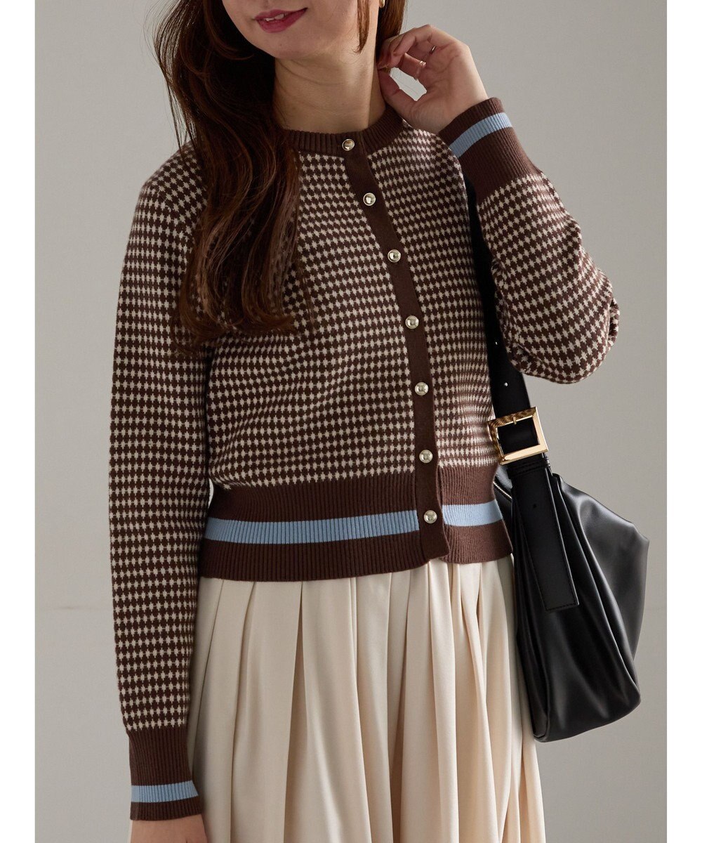 Te chichi バイカラークラシカルカーディガン 