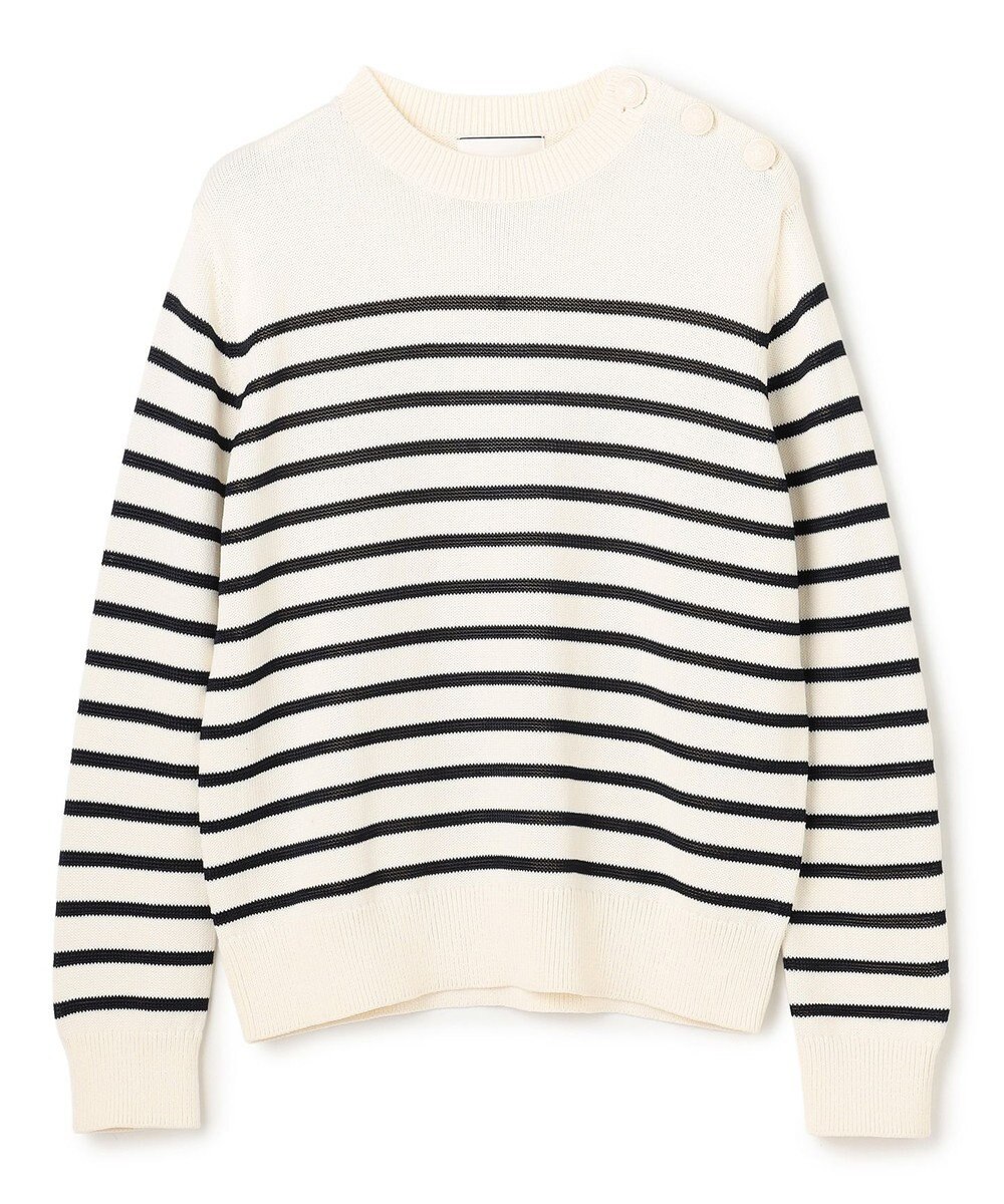 BEIGE， HELIODOR / レーヨンボーダーマリンボタンニット 