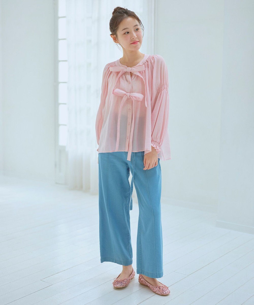 Feroux ベルト付き テンセルデニム ワイドパンツ 