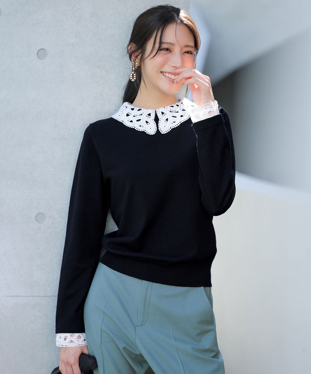 ANY SIS S レース襟 ニット 