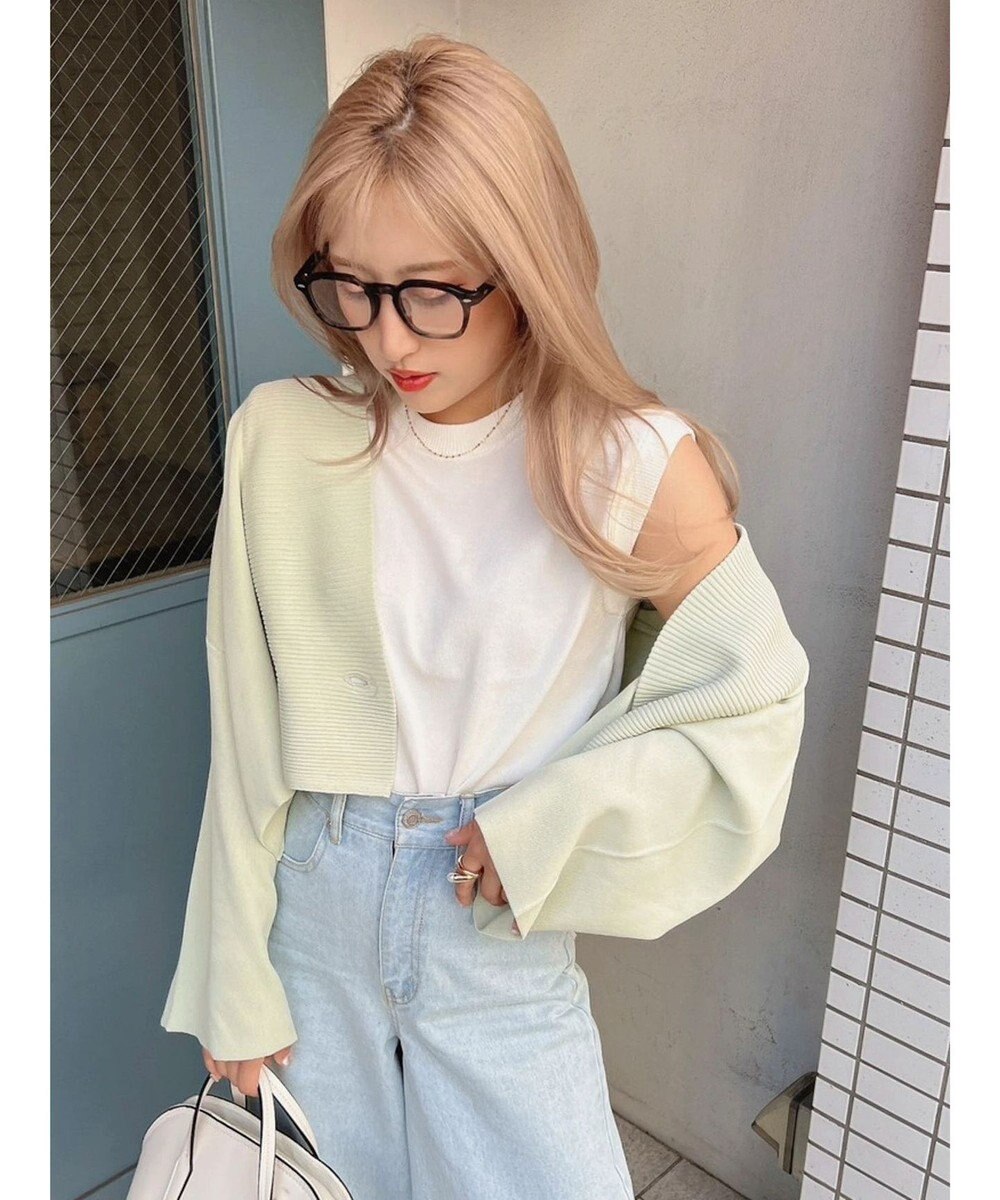 Green Parks ショート丈ミラノリブカーディガン 