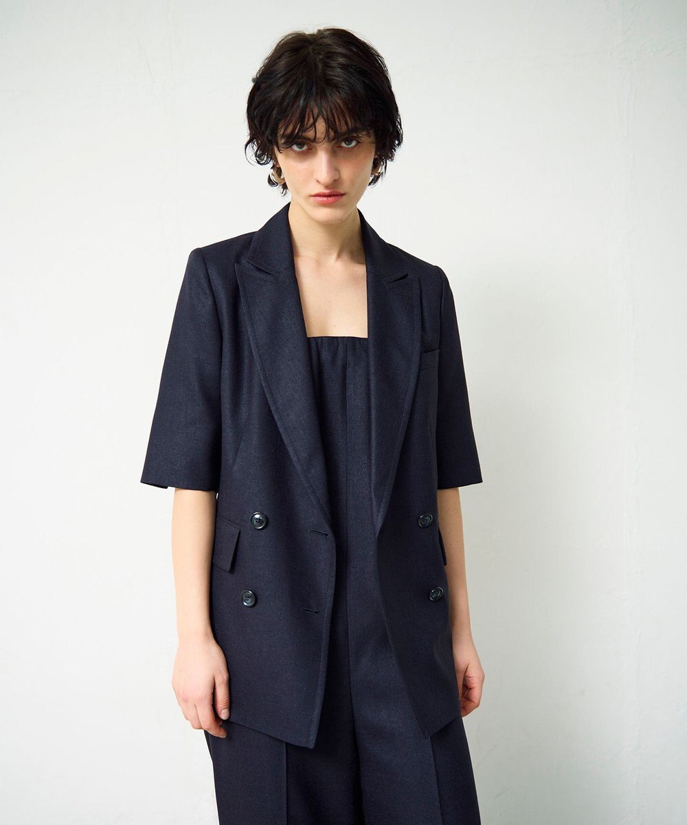 GRACE CONTINENTAL リネンタッチハーフスリーブジャケット 