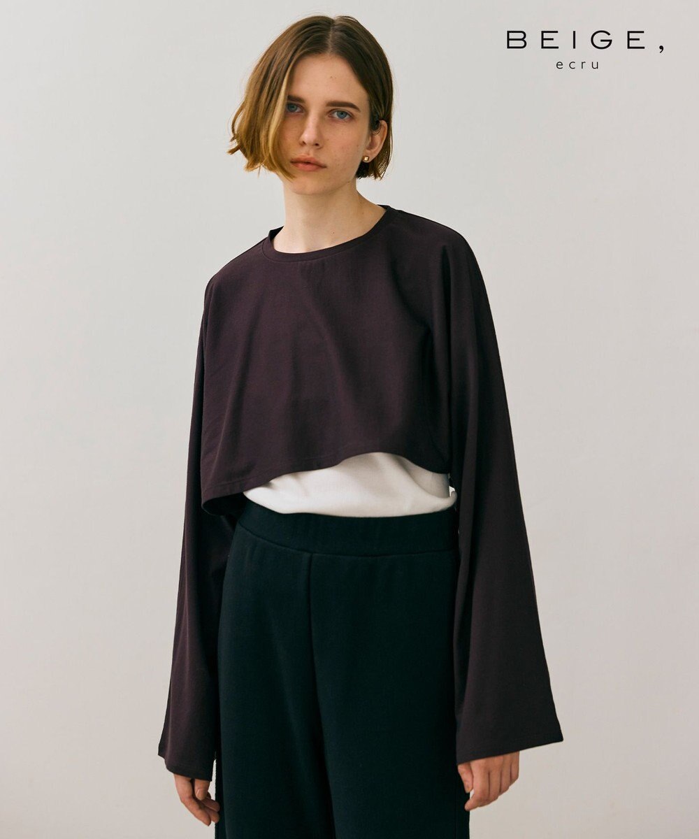 BEIGE， 【BEIGE,ecru/WEB限定・洗える】JERSEY STITCH / コットンクロップドトップス 