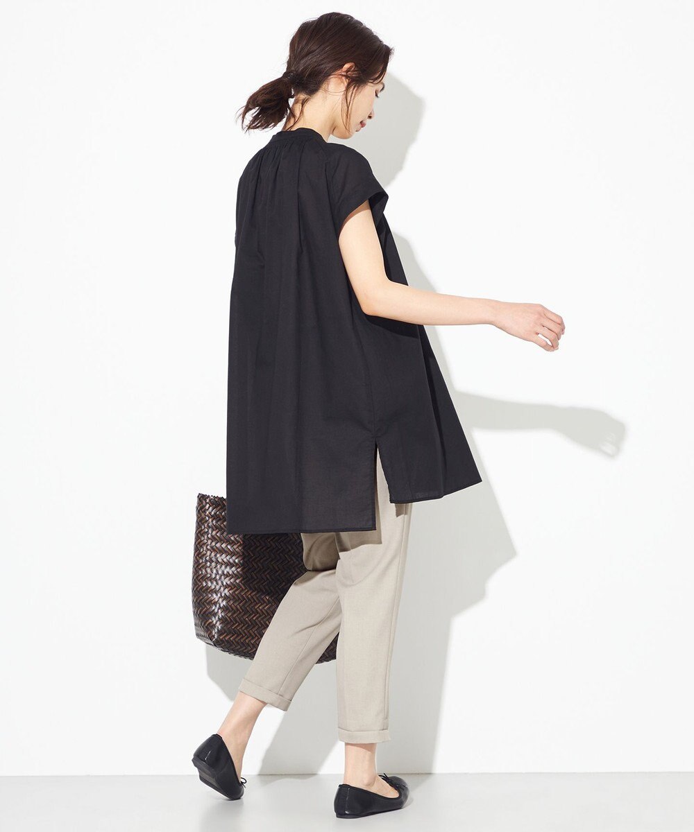 ANY 【洗える】シャーリングチュニック ブラウス 