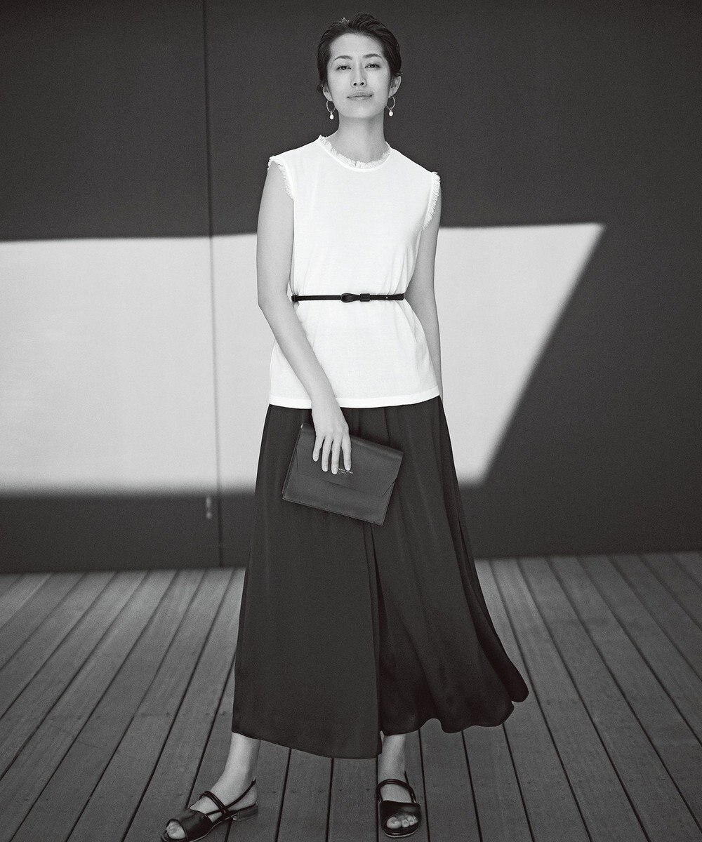 自由区 【カタログ掲載・洗える】フリンジディテールノースリーブ カットソー 