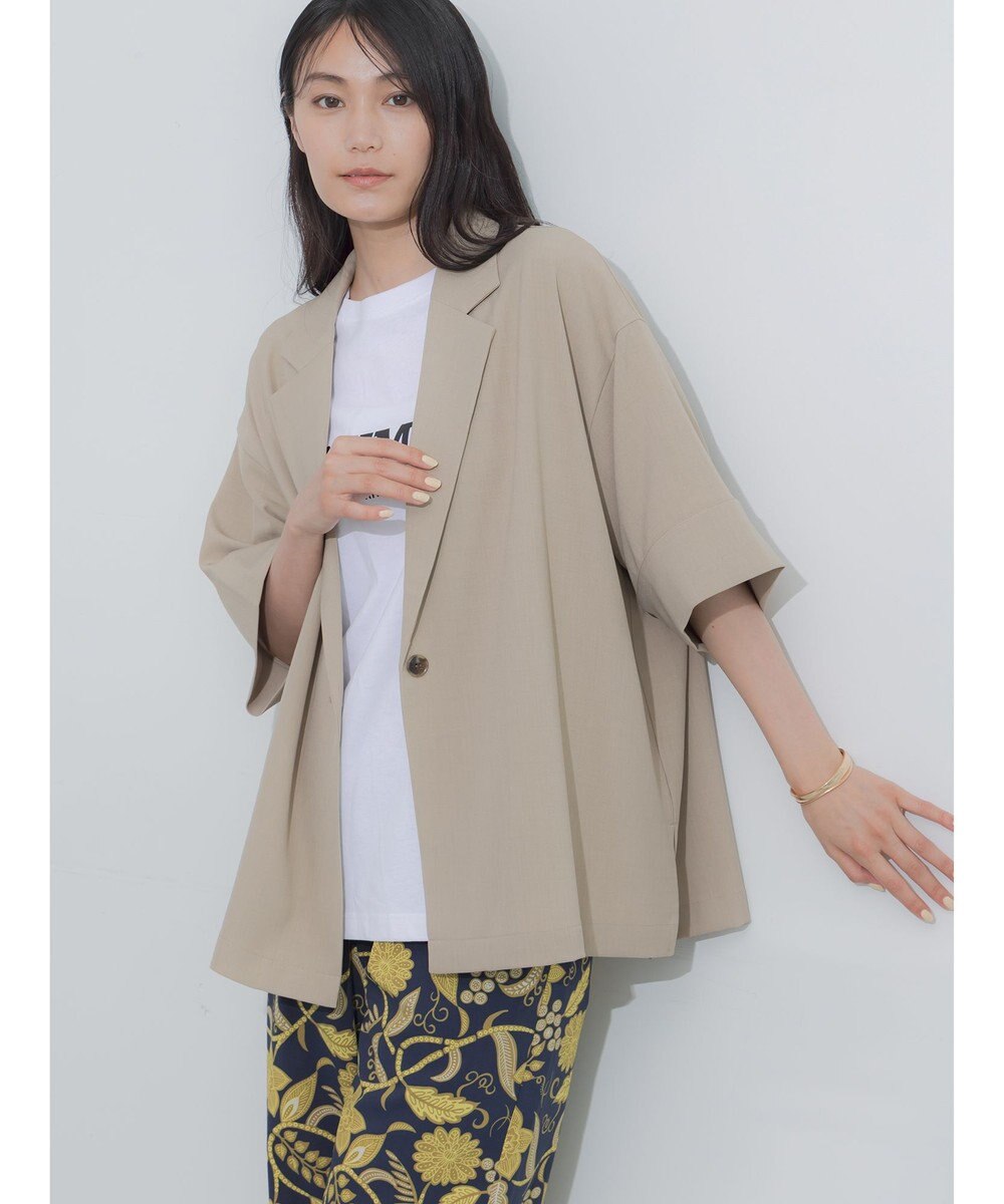 Te chichi 麻調ハーフスリーブジャケット 