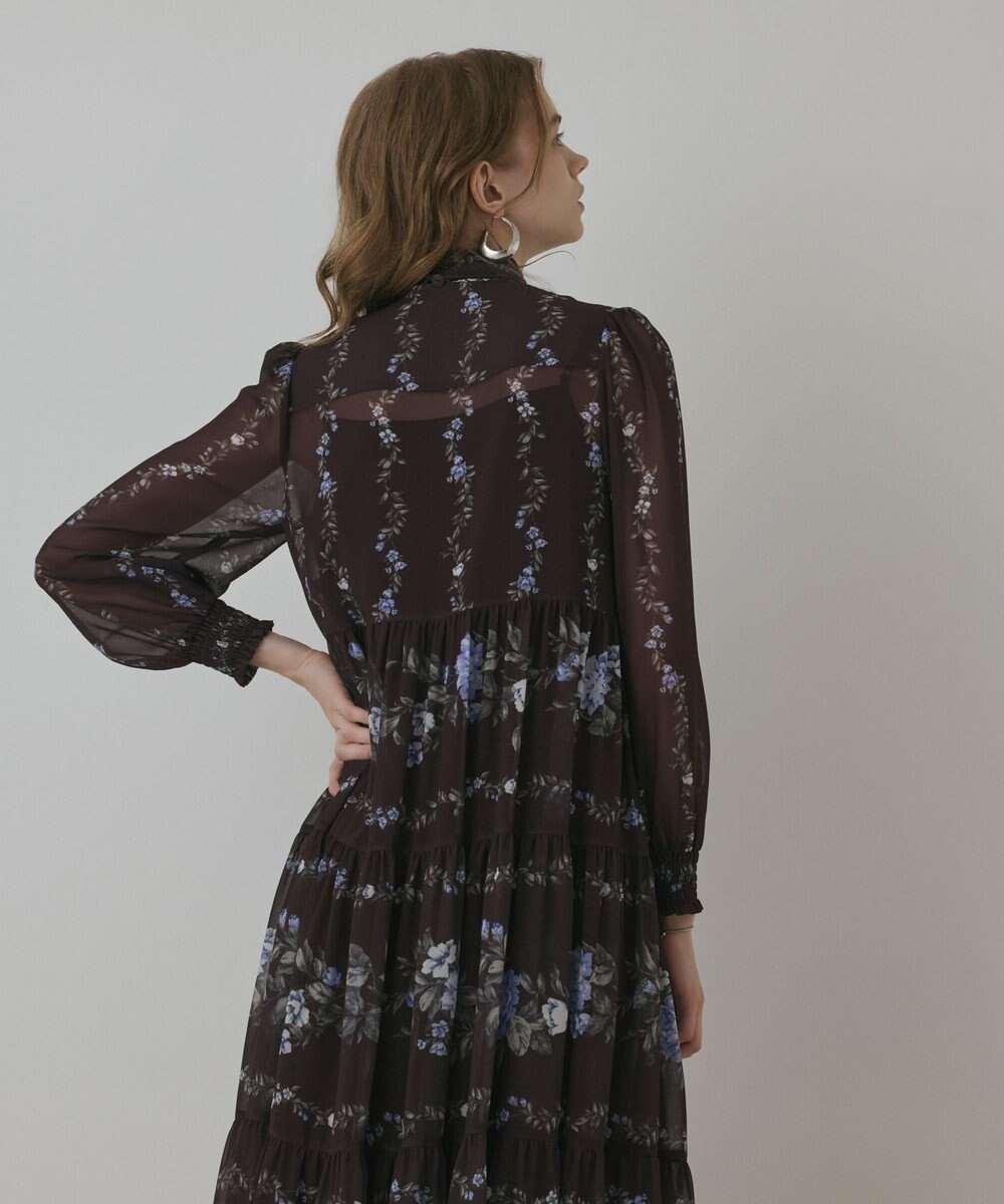 GRACE CONTINENTAL フラワープリントティアードワンピース 