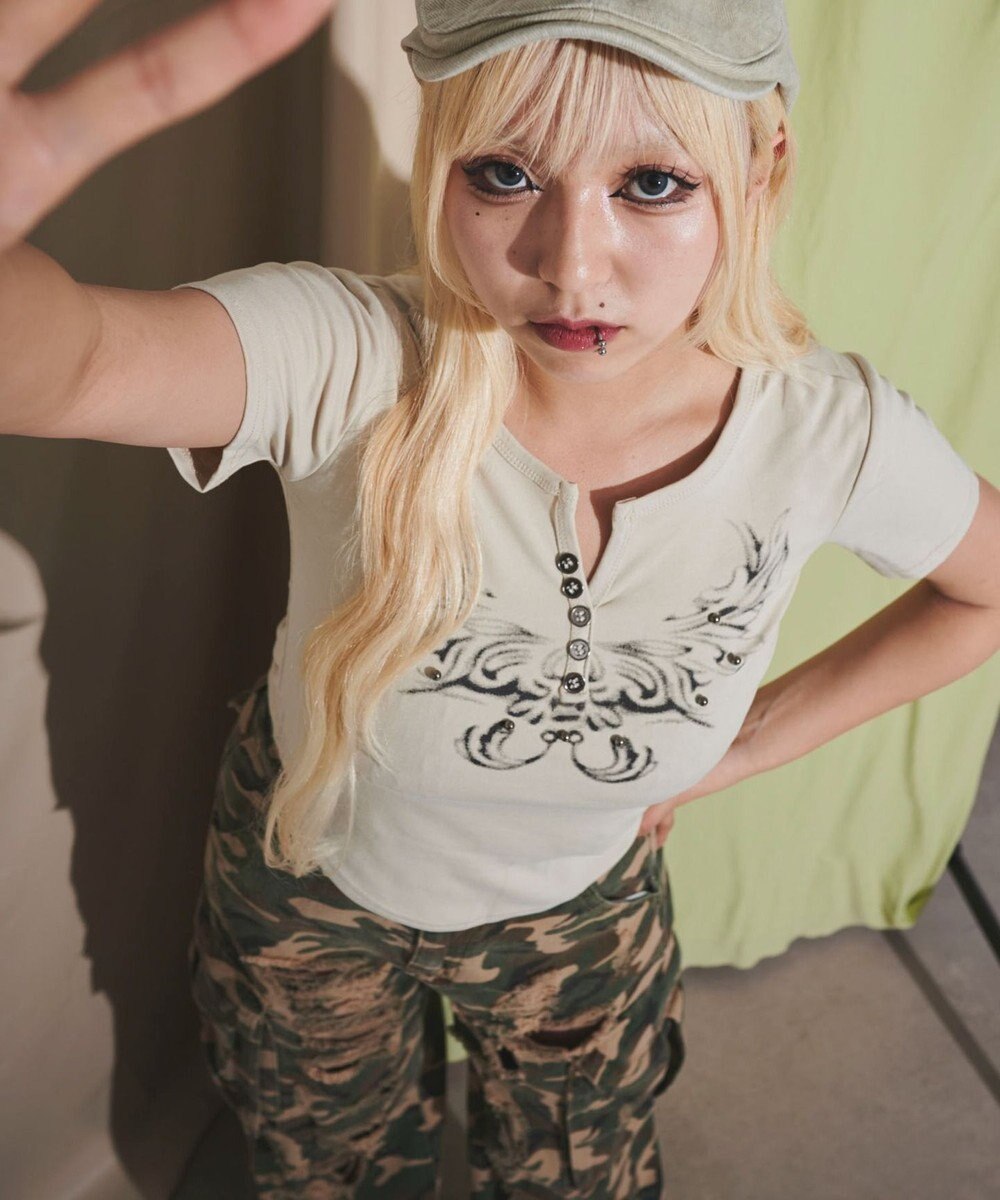 WEGO ヘンリーネックドームスタッズT 